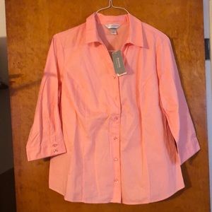 NWT Christopher and Banks 3/4 sleeve coral blouse